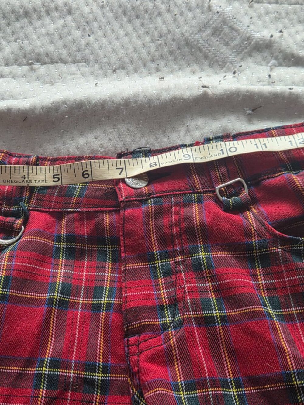 Banned Apparel Red Tartan Plaid Punk Skinny Pant Size 28 - Picture 6 of 12